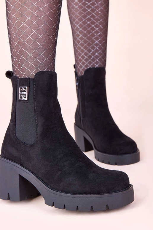 Schwarze Stiefeletten mit elastischem...