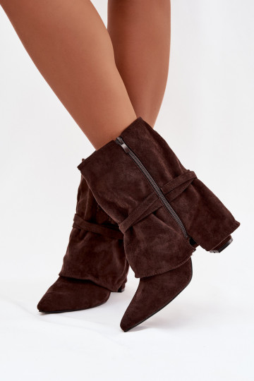Bottes pour femmes avec des franges I couleur doréemi avec bouclesmi CzekoladoÀe Evelisse 2