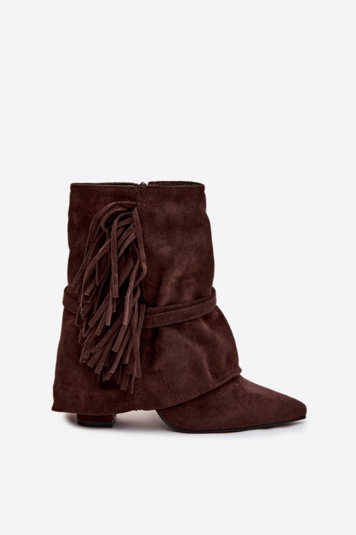 Bottes pour femmes avec des franges I couleur doréemi avec bouclesmi CzekoladoÀe Evelisse