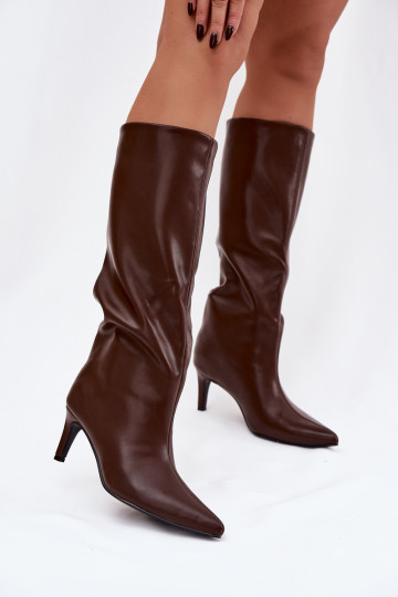 bottes pour femmes Un modèle convaincant réchauffer avec des talons fins marron Olivienne 2