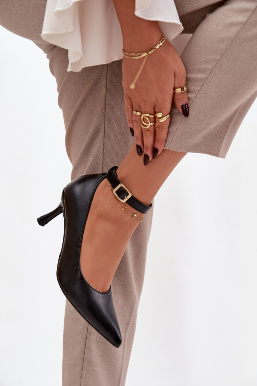 hochhackige Schuhe Schuhe mit Riemen schZuarze Farbe Perrine