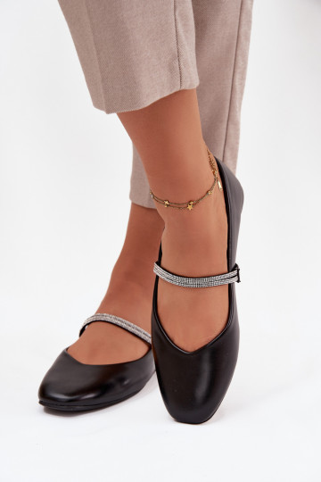 Ballerines FémininBłyszczącymi Paskami couleur noire Ilirene 2