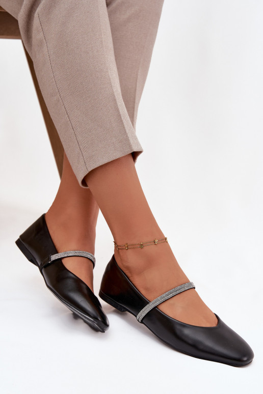 Ballerinas FemininBłyszczącymi Paskami schZuarze Farbe Ilirene