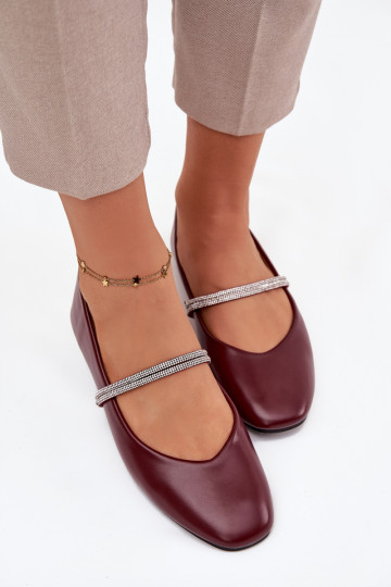 Ballerines FémininBłyszczącymi Paskami Bourgogne Ilirene