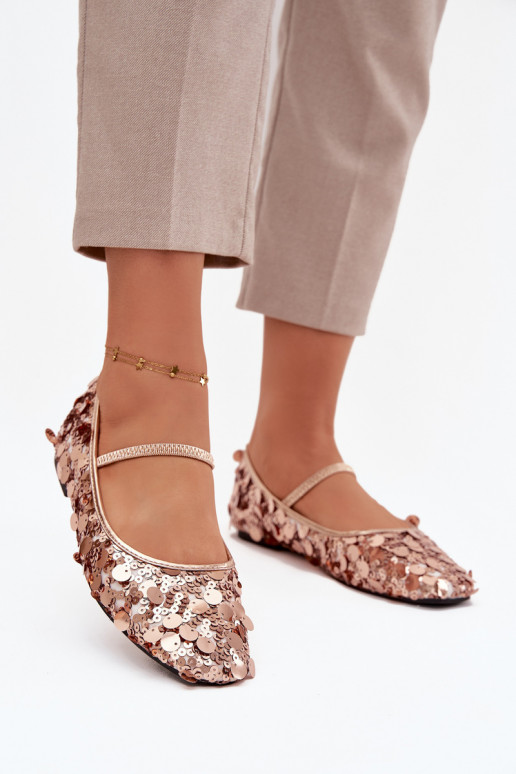 Ballerines Ozdobione Cekinami couleur rose Szampańskie Terlina