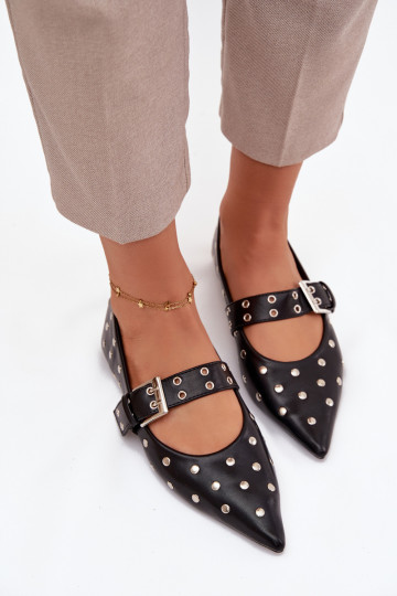 Ballerines avec des rivets I avec boucles Eko Peau couleur noire Arlenne