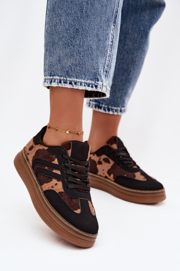 Zwarte dames sportschoenen met plateau IN Łaty Denissa 2