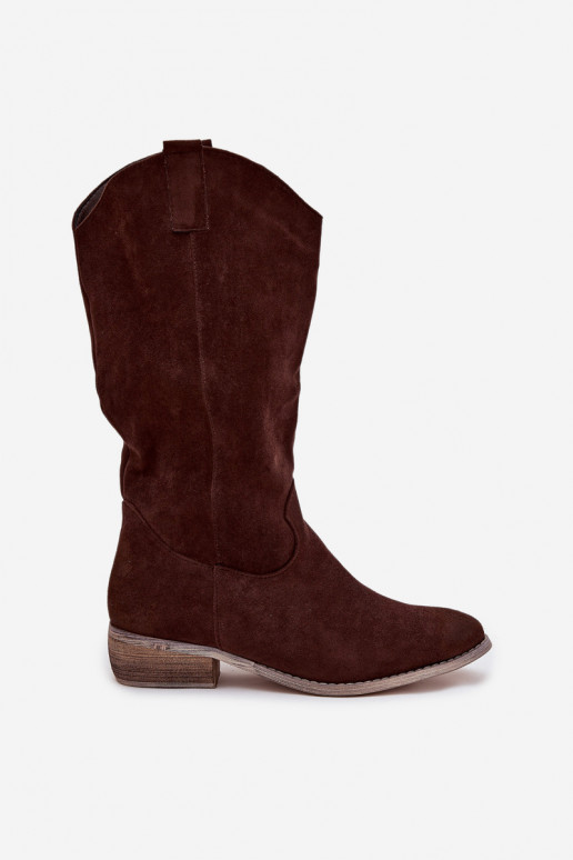 bottes style coÀ-boy Sur un talon basen daim écologiqueu CzekoladoÀe Cherrie