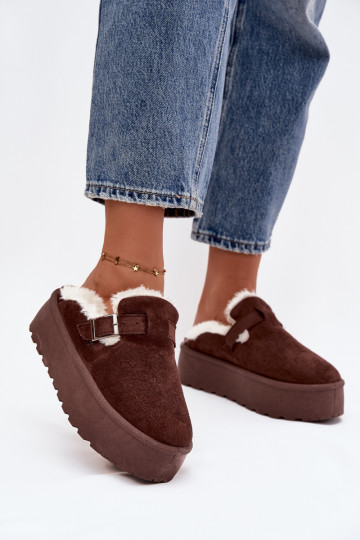 Schneestiefel Feminin mit Pelzmantel I mit Schnallen mit einer Plattform CzekoladoZue Jessina