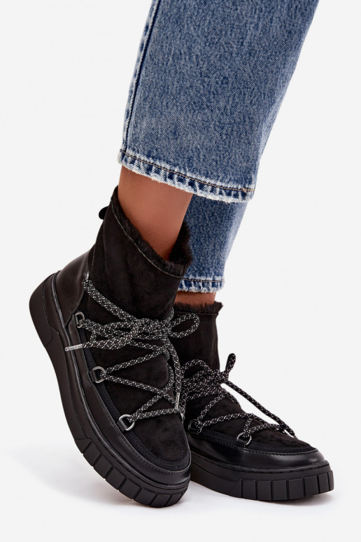 Bottes de neige Féminin avec des détails élégants couleur noire Isalisse