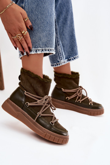 Schneestiefel Feminin mit stilvollen Details Khaki-Farbe-Farbe Isalisse