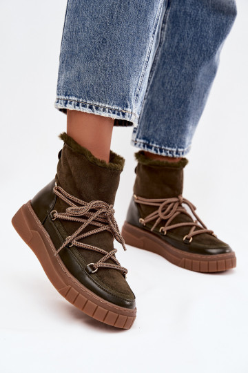 Bottes de neige Féminin avec des détails élégants couleur kaki Isalisse 2