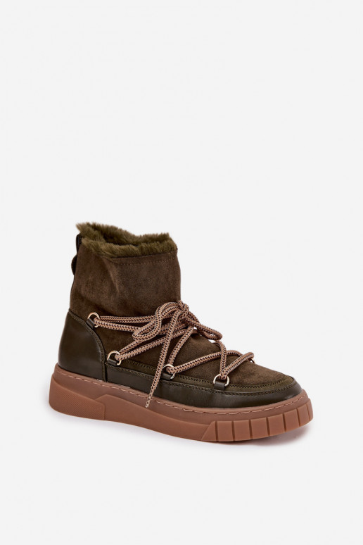 Bottes de neige Féminin avec des détails élégants couleur kaki Isalisse