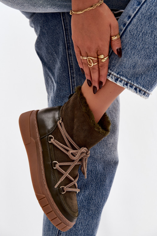 Bottes de neige Féminin avec des détails élégants couleur kaki Isalisse