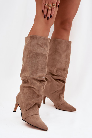 Ridé bottes avec des talons finsen daim écologiqueu réchauffer beige Il fautvella 2
