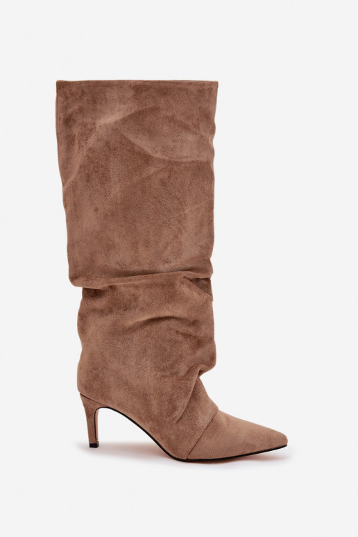Ridé bottes avec des talons finsen daim écologiqueu réchauffer beige Il fautvella