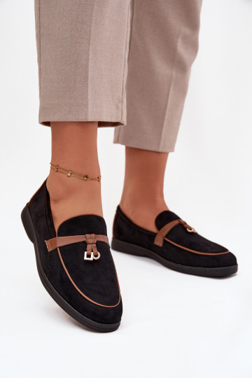 Mocassins noirs pour femmes en simili daim DarĮen