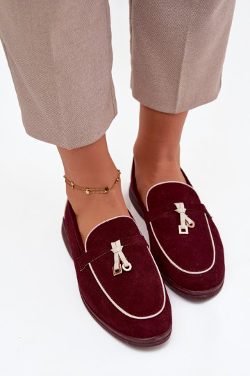Mocassins bordeaux pour femmes en simili daim DarĮen