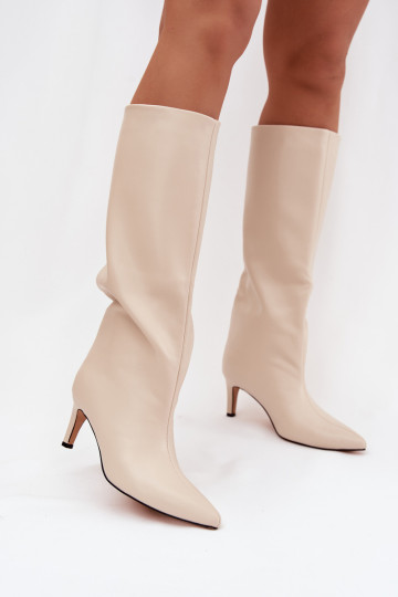 dameslaarzen Persistent model opInarmen met dunne hakken ivoor Olivienne