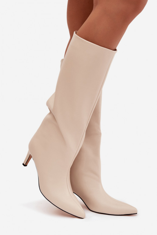 Damenstiefel Ein überzeugendes Stilvollll sich Zuarm laufen mit dünnen Absätzen elfenbeinfarbe Olivienne