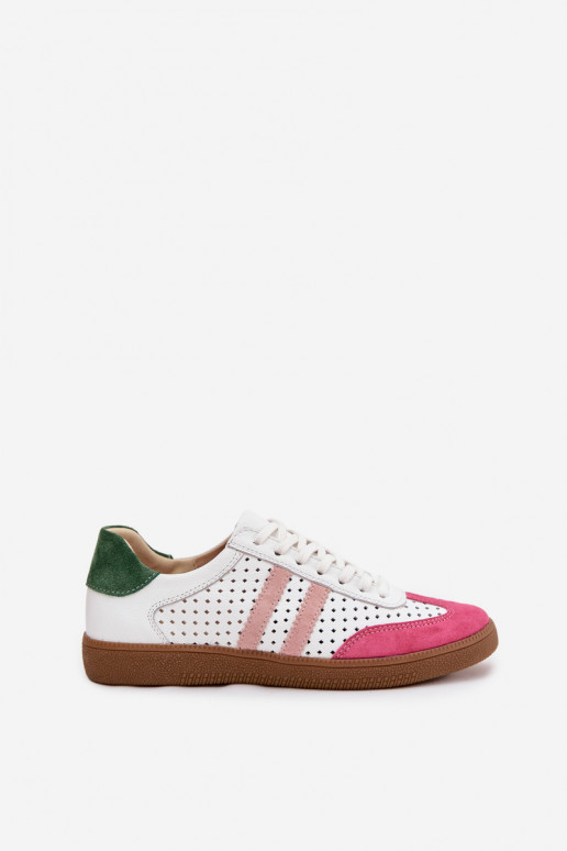 Leer met elementen van opengeInerkt Sneakers model schoenen Dames Zazoo N1318 INit-roze