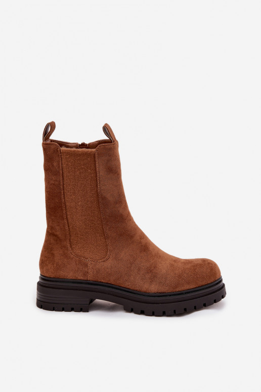 stylische Stiefel Feminin Zum Schloss braune Farbe Julienne