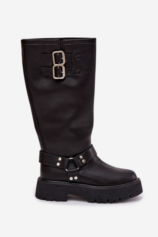 Peau bottes pour femmes avec boucles réchauffer Big Star OO274A180 couleur noire