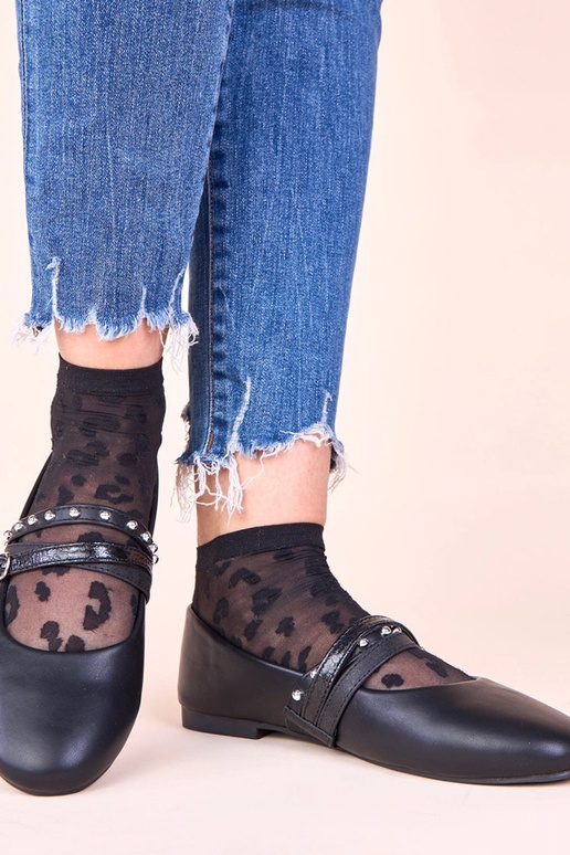 Zwarte ballerina's met decoratieve...