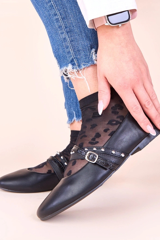 Schwarze Ballerinas mit dekorativen...