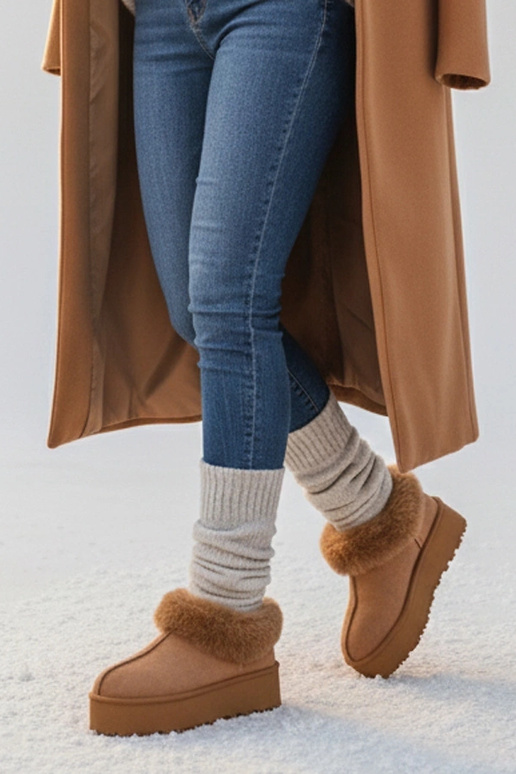 Braune Schneestiefel mit Fell Deesi