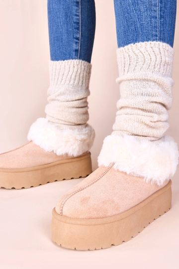 Bottes de neige couleur sable clair avec fourrure Deesi