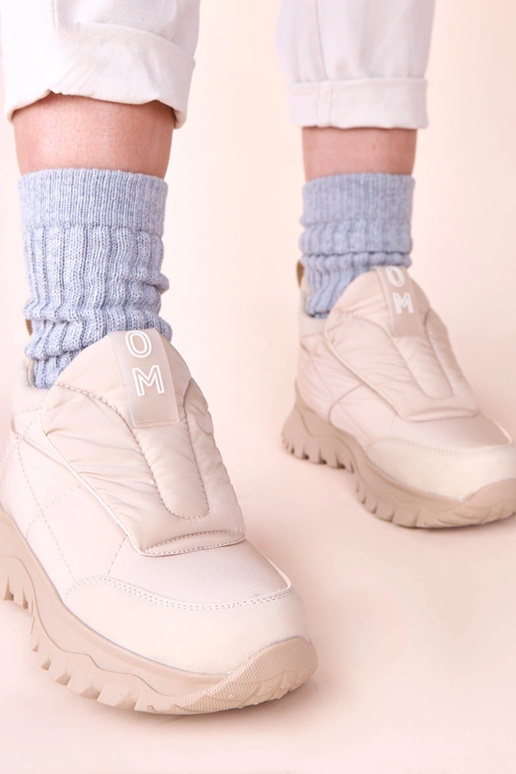 Beige Damen Schneestiefel mit...