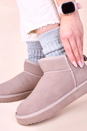 Graue Schneestiefel aus Naturveloursleder Besia 2