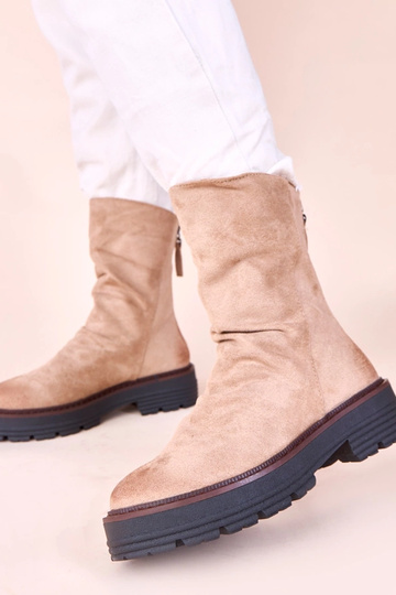 Bottines couleur sable avec bout plissé Arlea