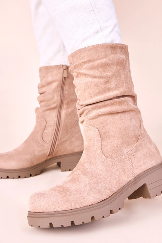 Bottines couleur sable sur plateforme...