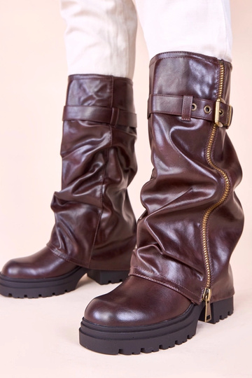 Bottes longues marron avec tige repliable Ettera