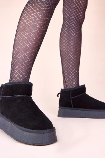 Schwarze Schneestiefel aus Naturveloursleder Armona