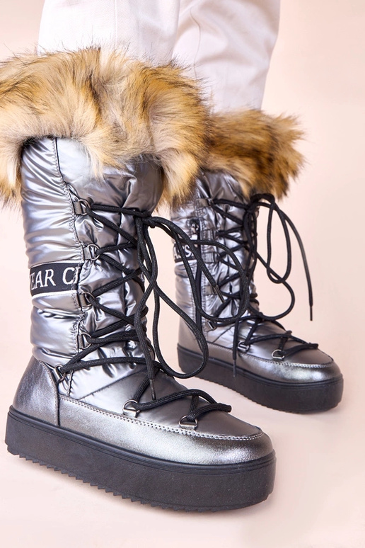 Metallfarbene Eskimo-Schneestiefel...