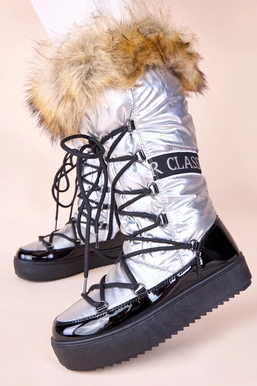 Silberne Eskimo-Schneestiefel mit...
