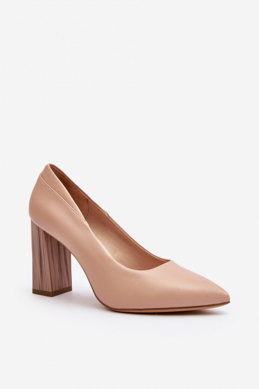 Eleganter Stil Schuhe mit stylischem Absatz Sergio Leone PB217 Nude