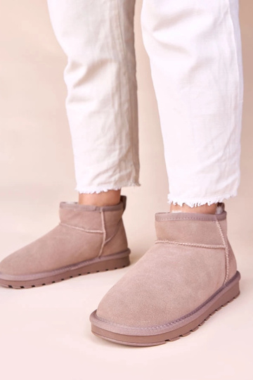 Bottes de neige en daim gris, doublées de fourrure Matilda