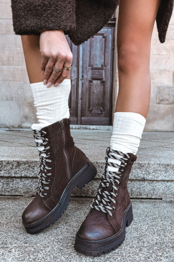 Bottines pour femmes en simili cuir couleur chocolat "Bellora"