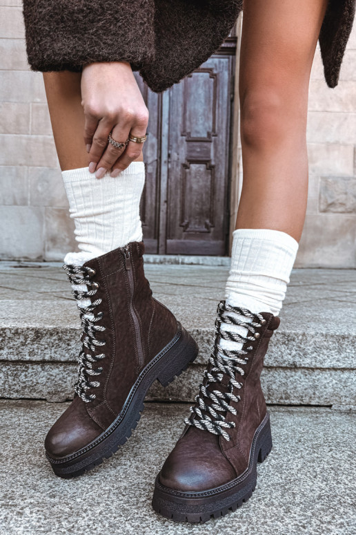 Bottines pour femmes en simili cuir couleur chocolat "Bellora"