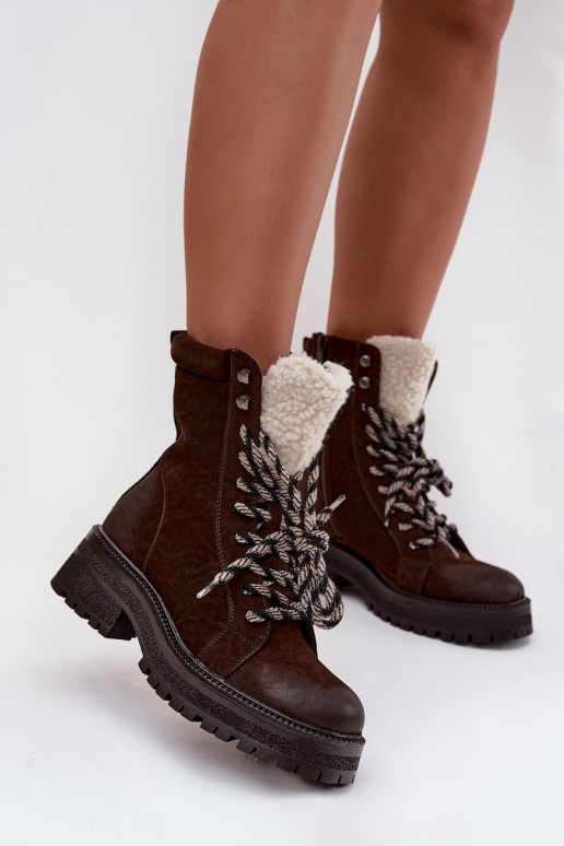 Bottines pour femmes en simili cuir couleur chocolat "Bellora"