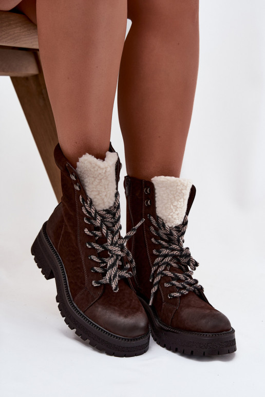 Bottines pour femmes en simili cuir couleur chocolat "Bellora"