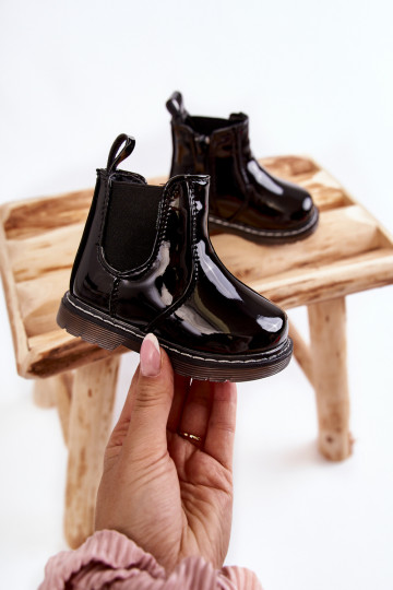 Bottes chauffantes enfant effet vernis, coloris noir Porky 2