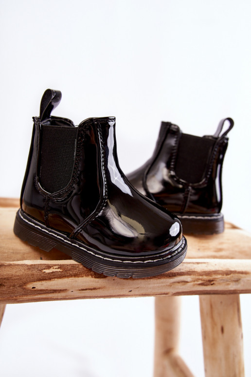 Bottes chauffantes enfant effet vernis, coloris noir Porky
