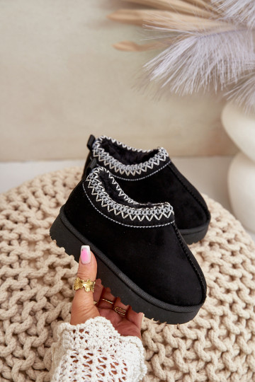 Bottes de neige pour enfants avec plateforme, isolées avec intérieur en fourrure en noir Vilabria