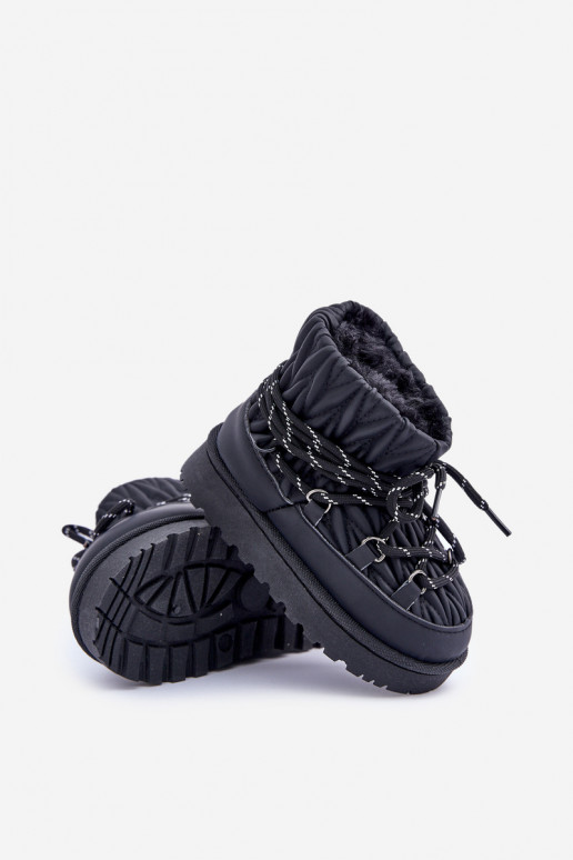 Bottes de neige enfant doublées avec fourrure intérieure de couleur noire