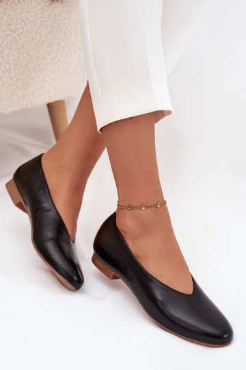 Olyssia Damenballettschuhe aus schwarzem Kunstleder mit breiten Absätzen